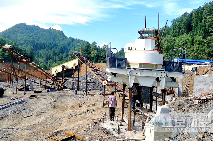 小型鵝卵石制砂機用戶安裝現場