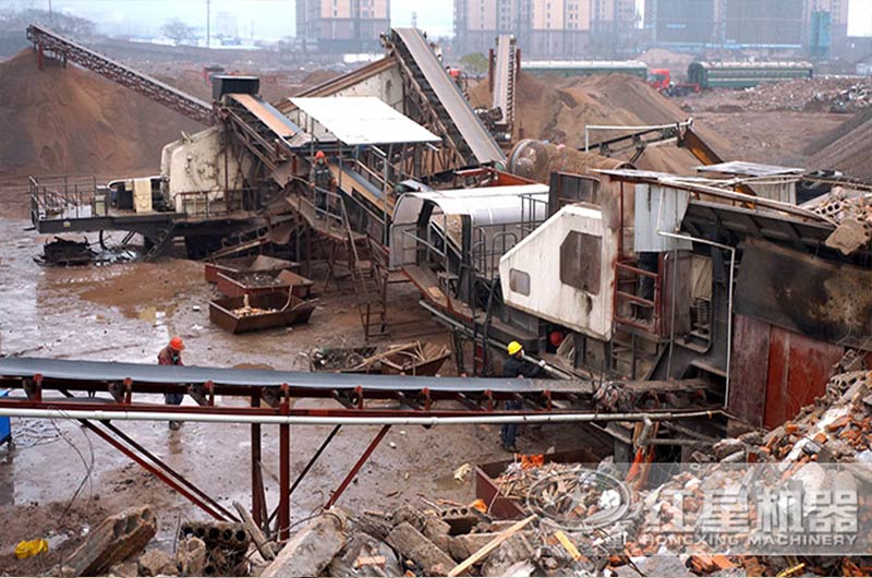 湖南株洲時產200噸建筑垃圾回收現場