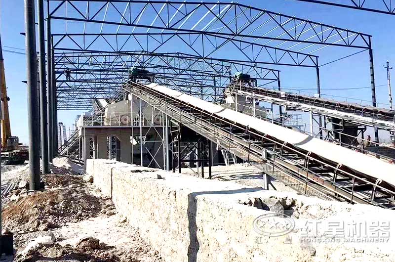 時產800噸固定石子生產現場